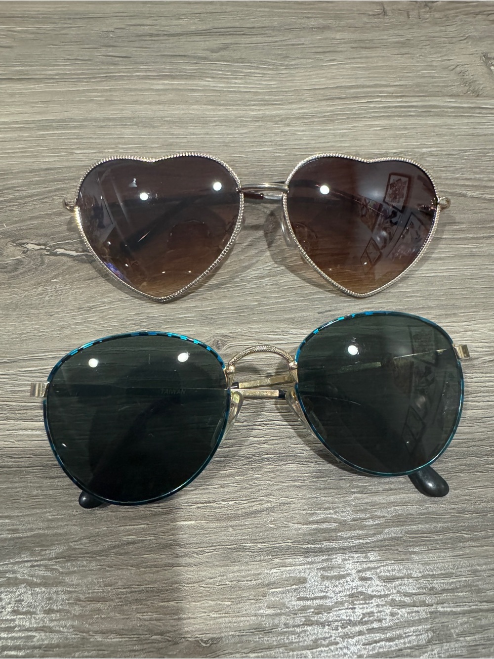 Heart and Round Women’s 2 Sunglasses - Brown & Teal